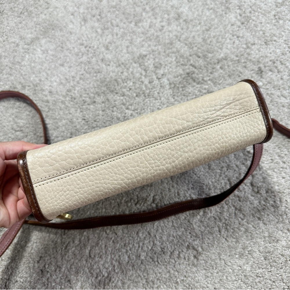 Dooney & Bourke Vintage Ivory Brown Leather Crossbody Bag Classic Zip Top - Picture 5 of 16